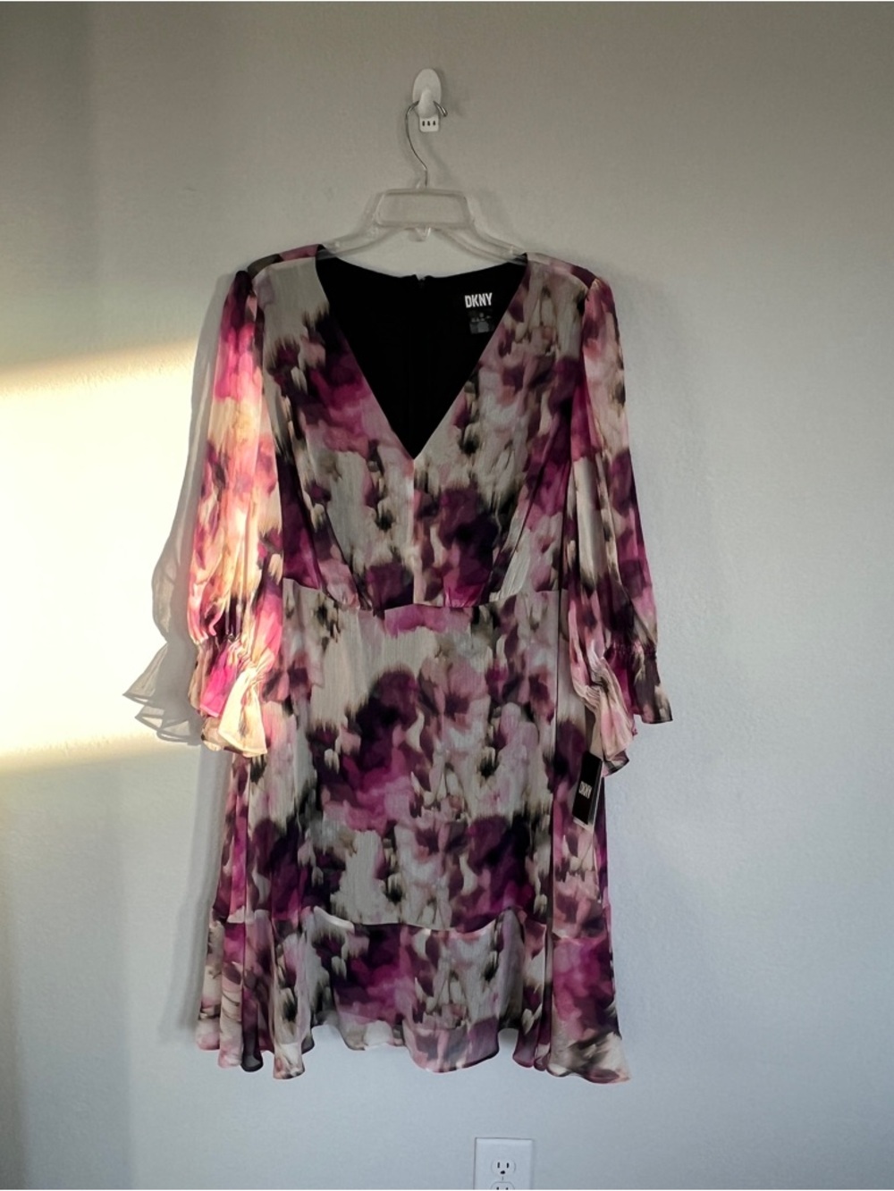 DKNY Women’s Watercolor Floral Printed Dress Size 16W